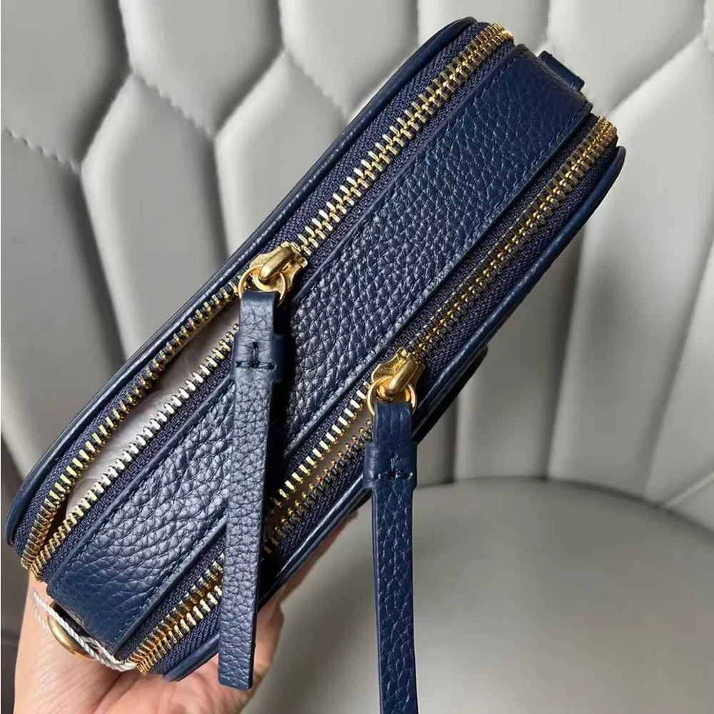 Tory Burch Deep Blue Crossbody Bag with Patterned Strap